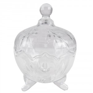 Transparentní skleněná miska dóza na cukrovinky s víkem - Ø 15*20 cm