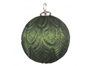 Zelená antik skleněná vánoční ozdoba koule - Ø 12*12 cm