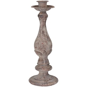 Šedý antik kovový svícen ArtFerro na úzkou svíčku - Ø 12,5*33cm 