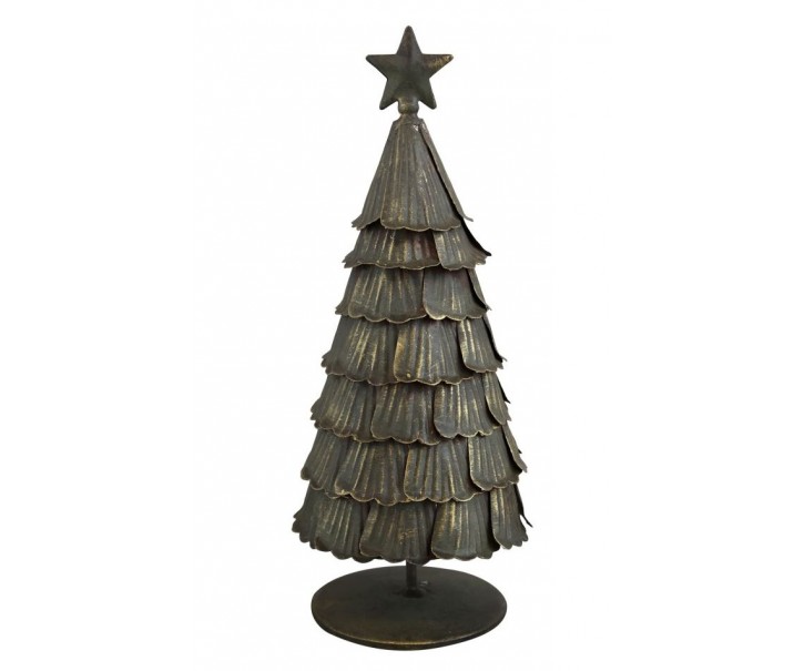 Mosazně - zelený kovový vánoční stromek - Ø 11*27cm