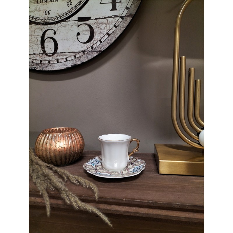 Bílý porcelánový šálek s barevným podšálkem Cuppie - Ø 12*7 / 95 ml