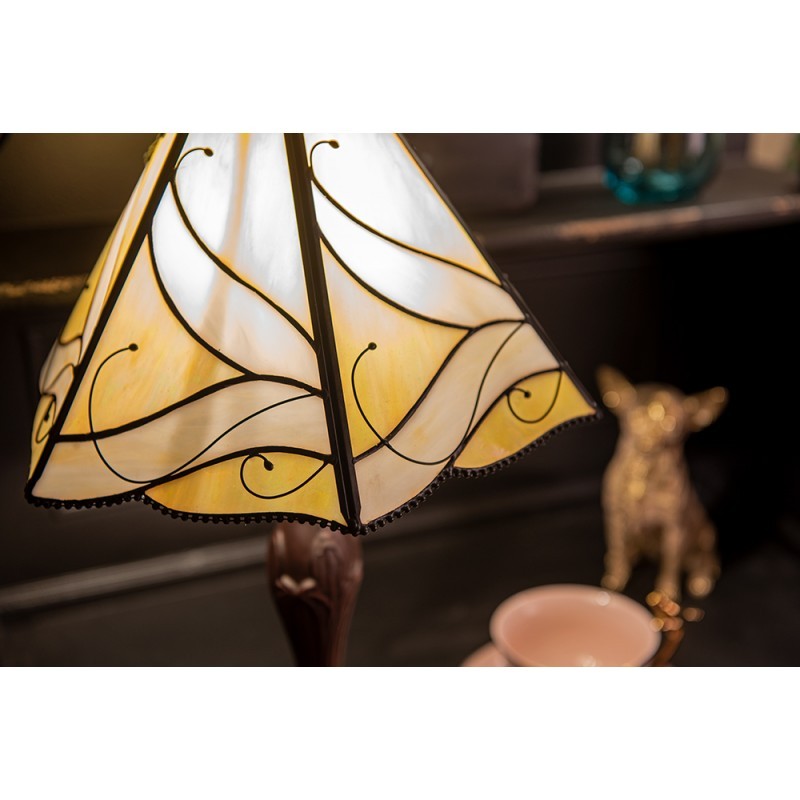 Béžová stolní lampa Tiffany Rio - Ø 31*43 cm E27/max 1*40W