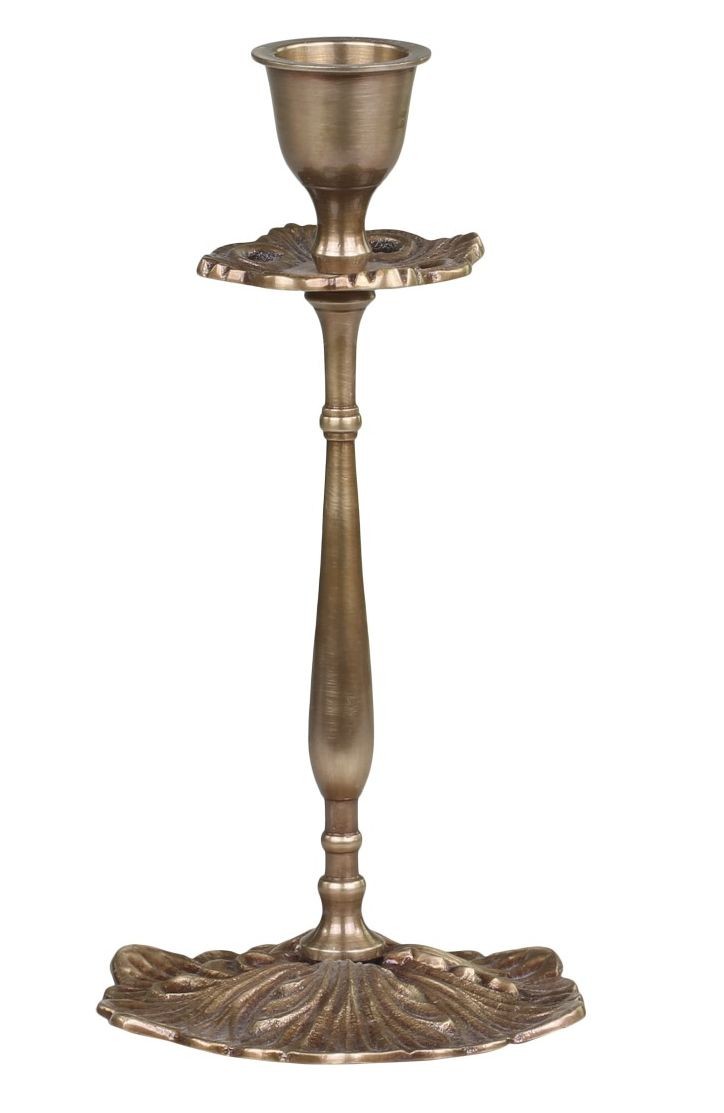 Mosazný antik kovový svícen na úzkou svíčku - Ø 10*18cm Chic Antique