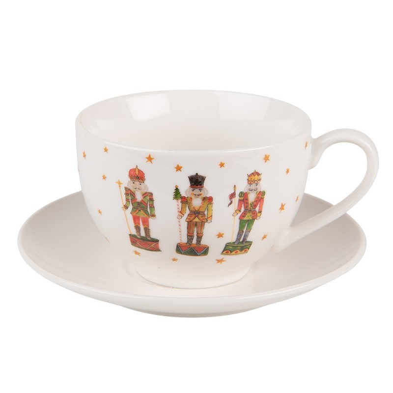 Porcelánový šálek s podšálkem s Louskáčky Happy Little Christmas - 12*9*6 cm / Ø 14*2 cm / 200 ml