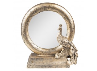 Měděné antik dekorační stolní zrcadlo s pávem - 15*7*16 cm