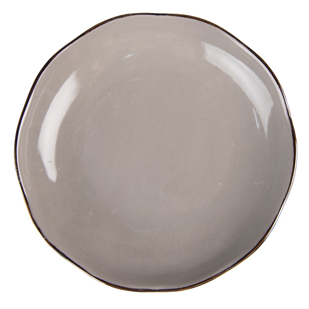 Šedý keramický dezertní talířek Billo - Ø 20*3 cm Clayre & Eef