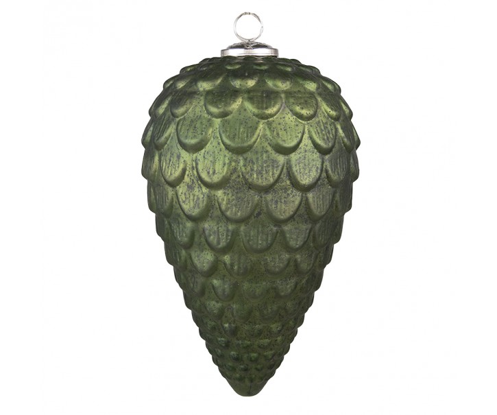 Zelená skleněná vánoční ozdoba šiška XL - Ø 15*25 cm