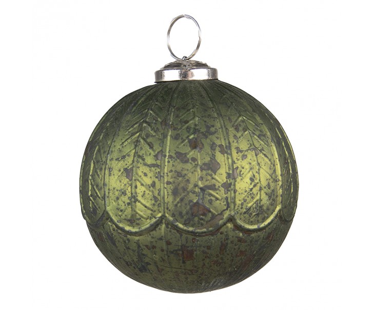 Zelená antik skleněná vánoční ozdoba koule - Ø 10*10 cm