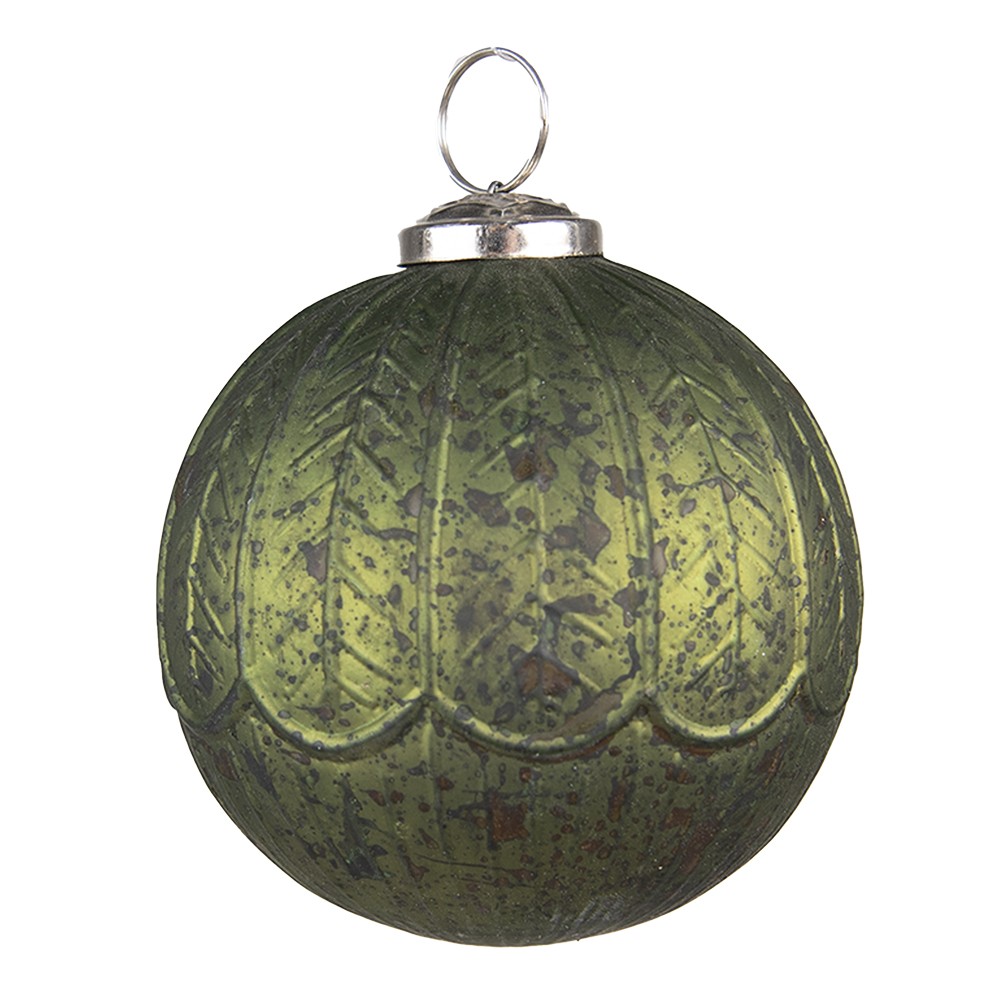 Zelená antik skleněná vánoční ozdoba koule - Ø 10*10 cm 6GL3739