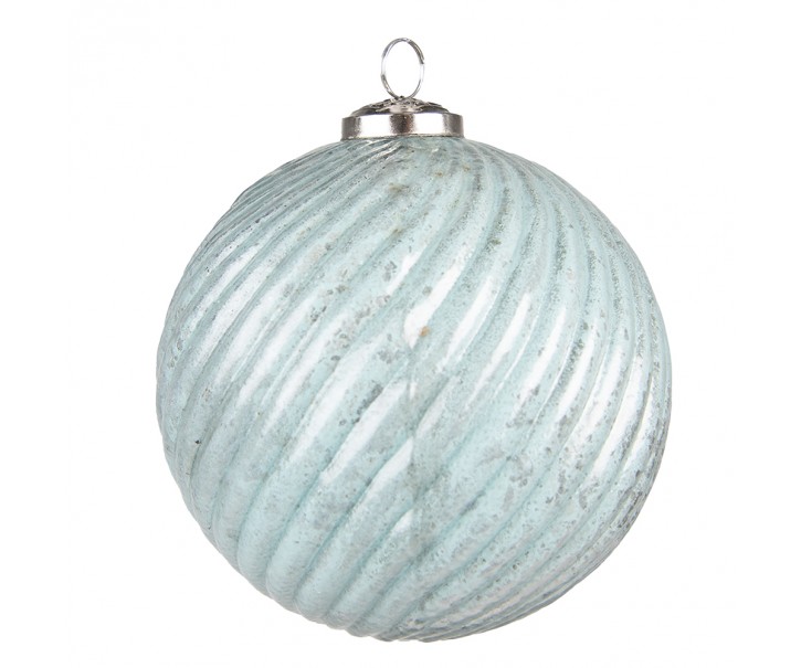 Tyrkysová antik vánoční skleněná ozdoba koule XL - Ø15*15 cm