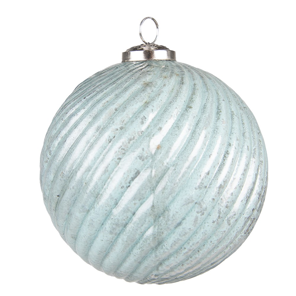 Tyrkysová antik vánoční skleněná ozdoba koule XL - Ø15*15 cm Clayre & Eef
