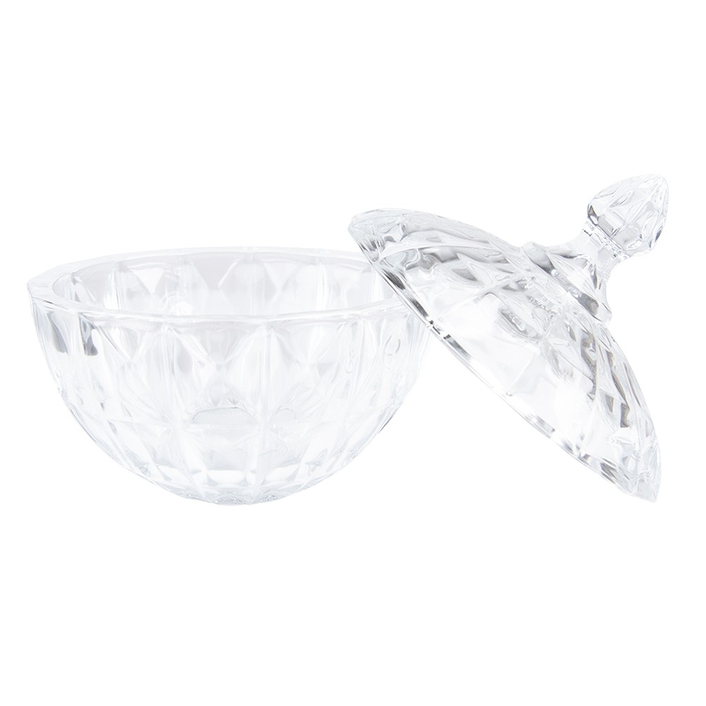 Transparentní skleněná miska dóza na cukrovinky s víkem - Ø 16*19 cm
