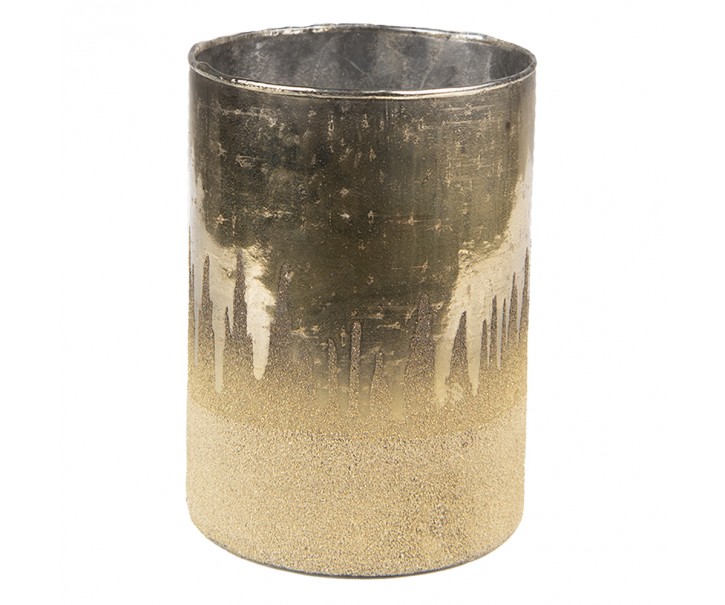 Zlatý skleněný svícen na čajovou svíčku - Ø10*14 cm