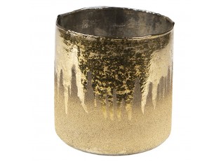 Zlatý skleněný svícen na čajovou svíčku M - Ø 10*10 cm