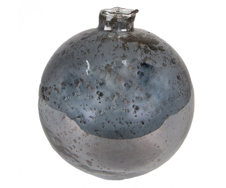 Skleněná šedá kulatá foukaná váza Sandy - Ø 13*13 cm