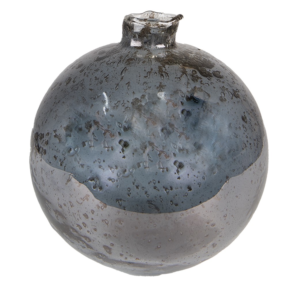Skleněná šedá kulatá foukaná váza Sandy - Ø 13*13 cm Clayre & Eef