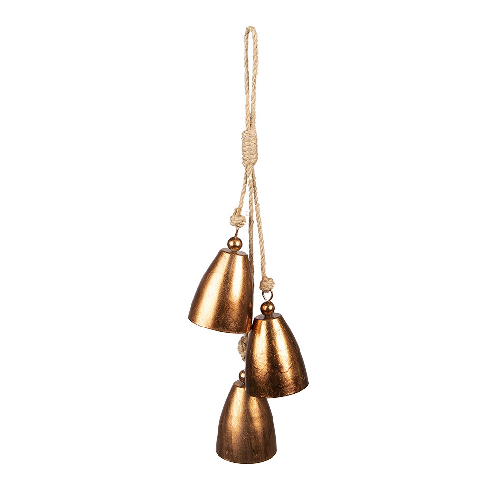 3ks měděné antik závěsné dekorativní kovové zvonky - Ø 11*40 cm Clayre & Eef
