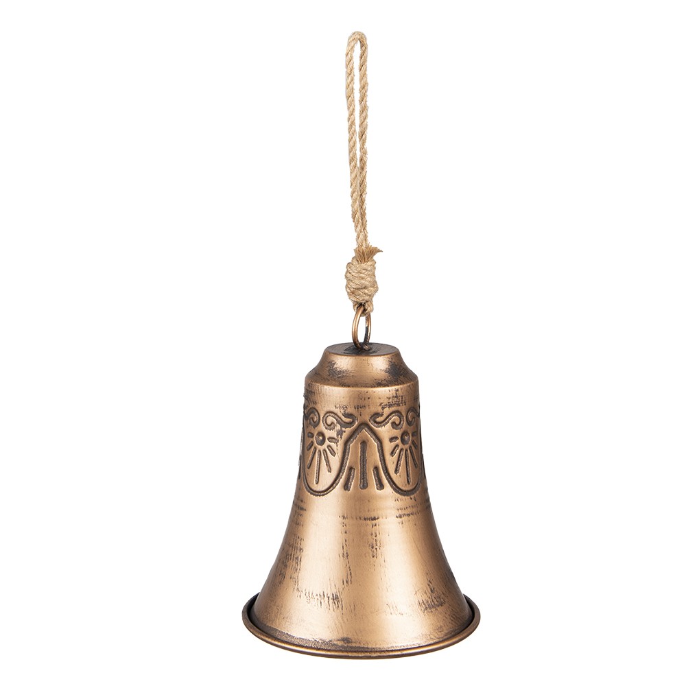 Levně Měděný antik závěsný dekorativní kovový zvonek - Ø 11*15 cm 6Y5382