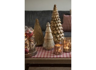 Bronzová antik skleněná vánoční dekorace strom Christmas Tree - Ø 13*31 cm
