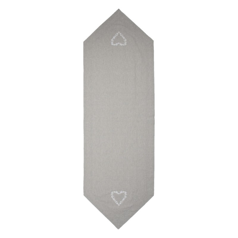 Šedý bavlněný běhoun na stůl se srdíčkem Lovely Heart - 50*160 cm