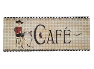 Šedo-černá antik nástěnná kovová cedule Café - 50*20cm