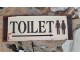 Béžová antik nástěnná kovová cedule Toilet - 36*13cm