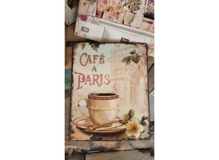 Nástěnná kovová cedule Café a Paris - 20*25 cm