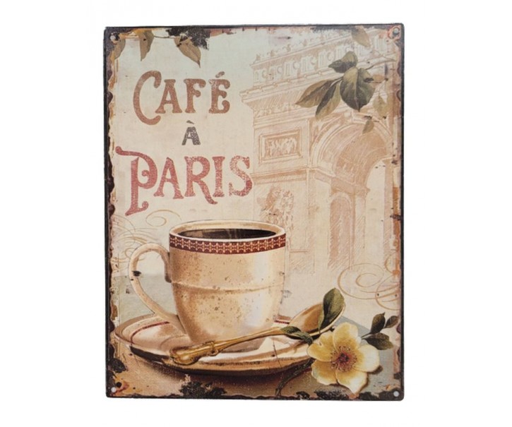 Nástěnná kovová cedule Café a Paris - 20*25 cm