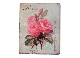 Nástěnná kovová cedule s růžemi Rose - 20*25 cm