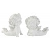 Set 2ks bílých andílků se stříbrnou patinou - 14*7*11cm