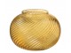 Žlutá skleněná kulatá váza Stripes L - 20*20*17 cm