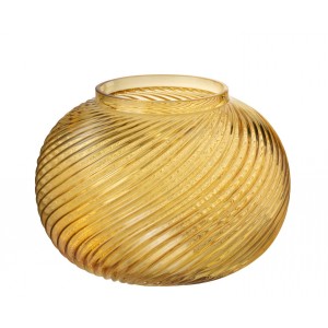 Žlutá skleněná kulatá váza Stripes L - 20*20*17 cm