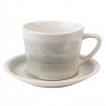 Šedo-zelený keramický šálek s podšálkem Groa - 11*8*6 cm / Ø 14*1 cm / 200 ml