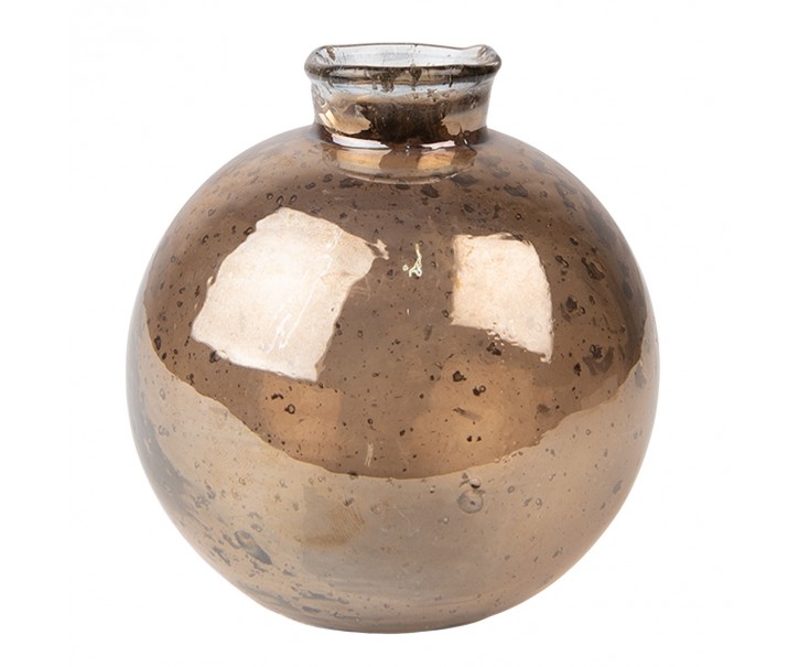 Skleněná hnědá kulatá foukaná váza Sandy - Ø 10*10 cm