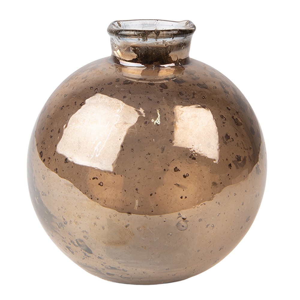 Skleněná hnědá kulatá foukaná váza Sandy - Ø 10*10 cm Clayre & Eef