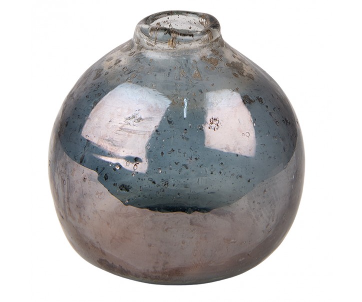 Skleněná šedá kulatá foukaná váza Sandy - Ø10*10 cm
