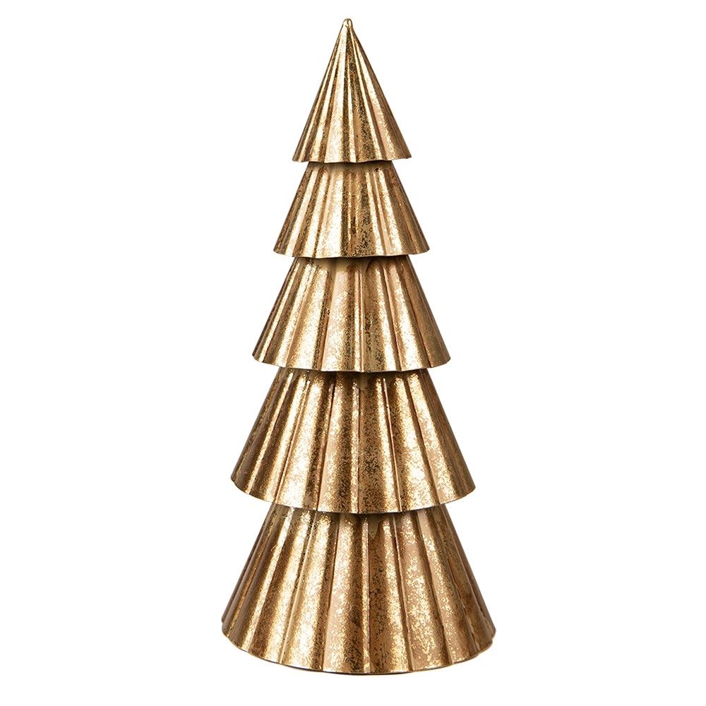 Zlatý antik kovový vánoční stromek - Ø 14*30 cm 6Y5372