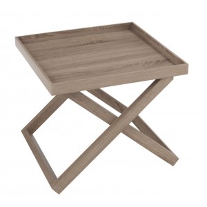 Hnědý dřevěný odkládací stolek s podnosem Butlertray - 52*52*46cm