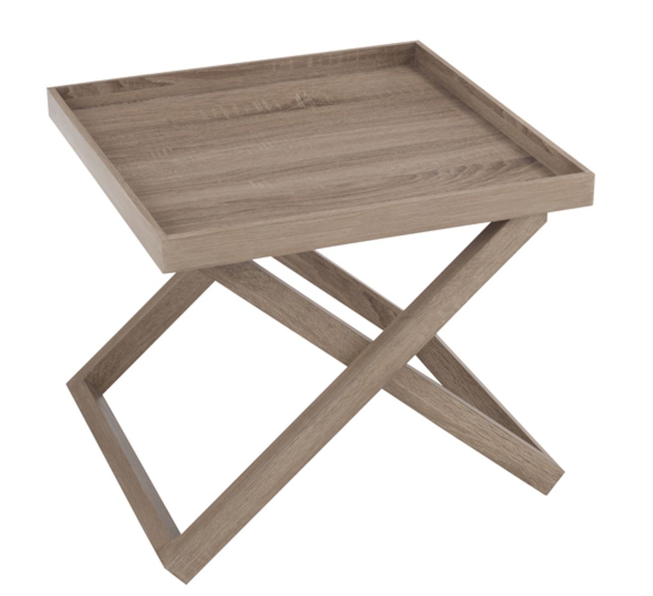 Hnědý dřevěný odkládací stolek s podnosem Butlertray - 52*52*46cm J-Line by Jolipa