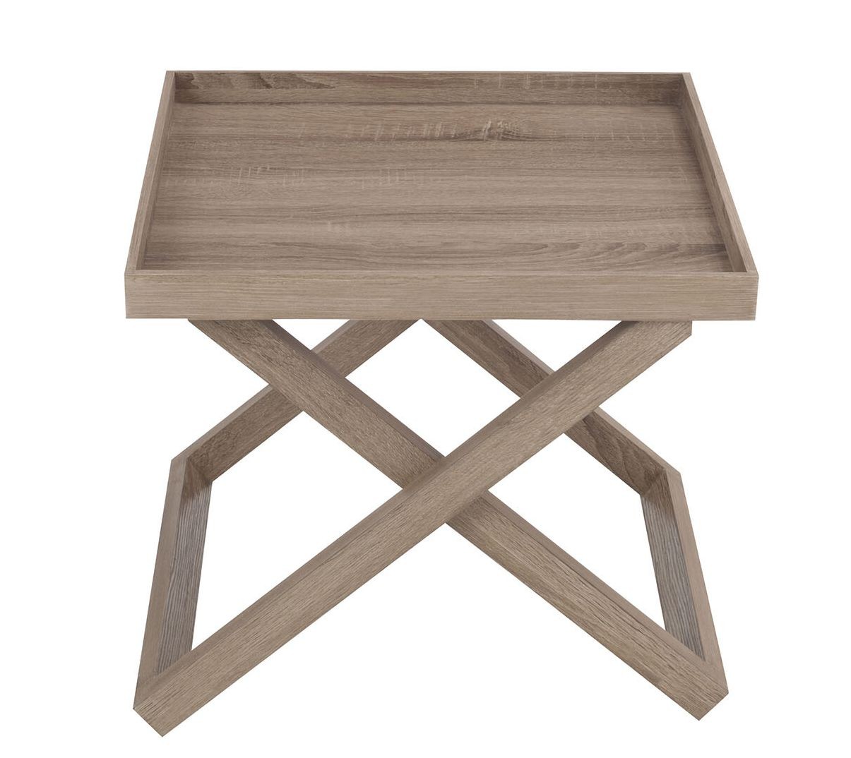 Hnědý dřevěný odkládací stolek s podnosem Butlertray - 52*52*46cm