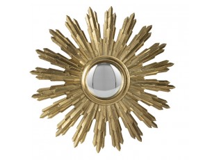 Zlaté antik nástěnné vypouklé dekorační zrcadlo - Ø 37*2 cm