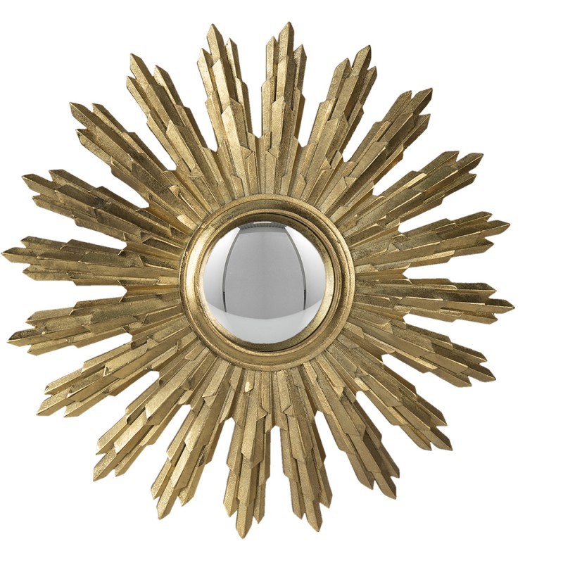 Zlaté antik nástěnné vypouklé dekorační zrcadlo - Ø 37*2 cm Clayre & Eef