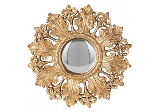Měděné antik nástěnné vypouklé dekorační zrcadlo - Ø 20*2 cm