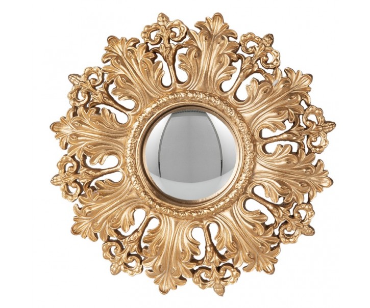 Měděné antik nástěnné vypouklé dekorační zrcadlo - Ø 20*2 cm