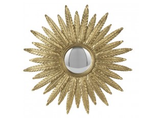 Zlaté antik nástěnné vypouklé dekorační zrcadlo - Ø 38*2 cm