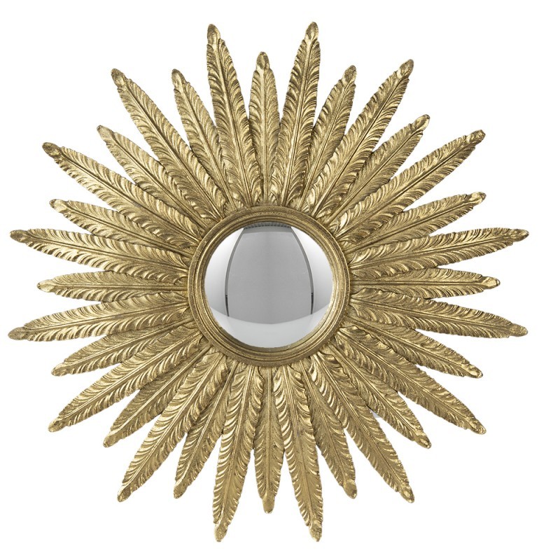 Zlaté antik nástěnné vypouklé dekorační zrcadlo - Ø 38*2 cm 62S253