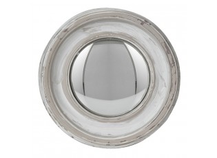 Bílo-šedé antik nástěnné vypouklé dekorační zrcadlo - Ø 23*3 cm