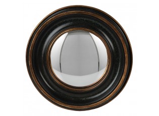 Měděno-černé antik nástěnné vypouklé dekorační zrcadlo - Ø 23*3 cm