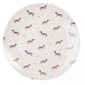 Porcelánový jídelní talíř s jezevčíky Dachshund Love - Ø 26cm