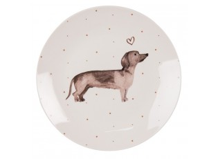Porcelánový dezertní talíř s jezevčíky Dachshund Love - Ø 20cm